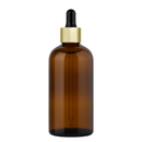 Frasco âmbar conta-gotas tampa dourada bulbo preto R18 - 100 ml (Unidade ou kit)