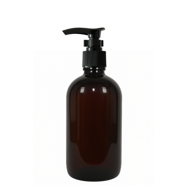Frasco em PET âmbar com válvula PUMP - 250 ml (kit ou unidade)