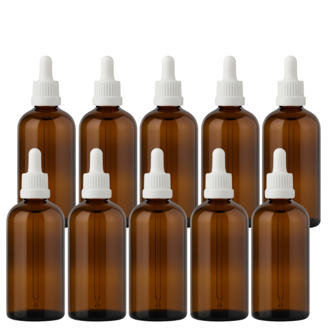 Frasco âmbar com conta-gotas PREMIUM R18 - 100 ml (unitário ou kit)