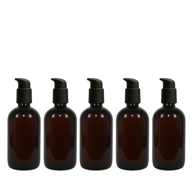 Frasco em PET âmbar com válvula pump PREMIUM - 250 ml (kit ou unidade)