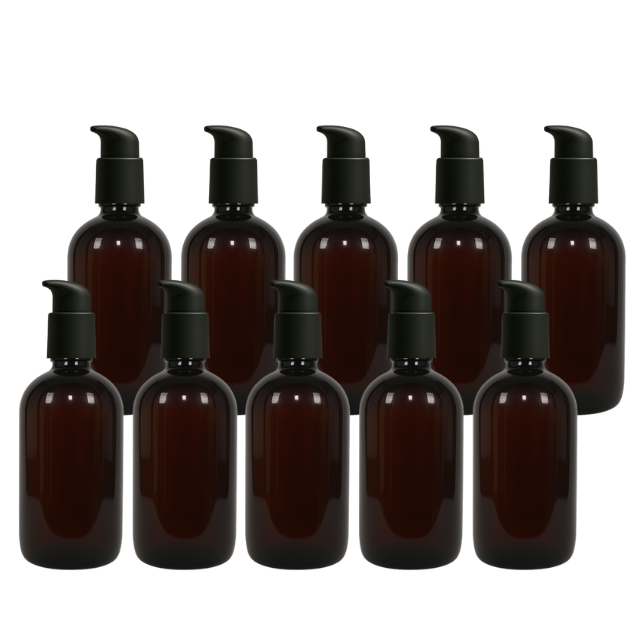 Frasco em PET âmbar com válvula pump PREMIUM - 250 ml (kit ou unidade)
