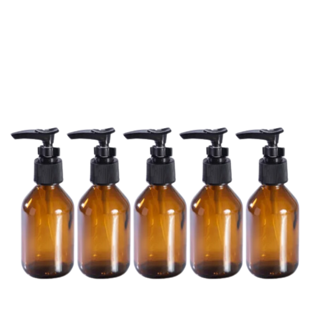 Frasco em vidro ambar com válvula PUMP - 100 ml (kit ou unidade)