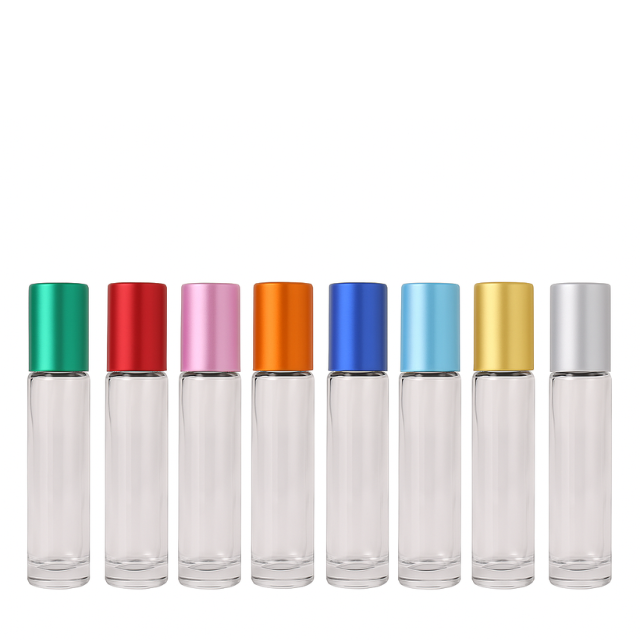 Frasco 10 ml rollon Premium cristal tampas coloridas