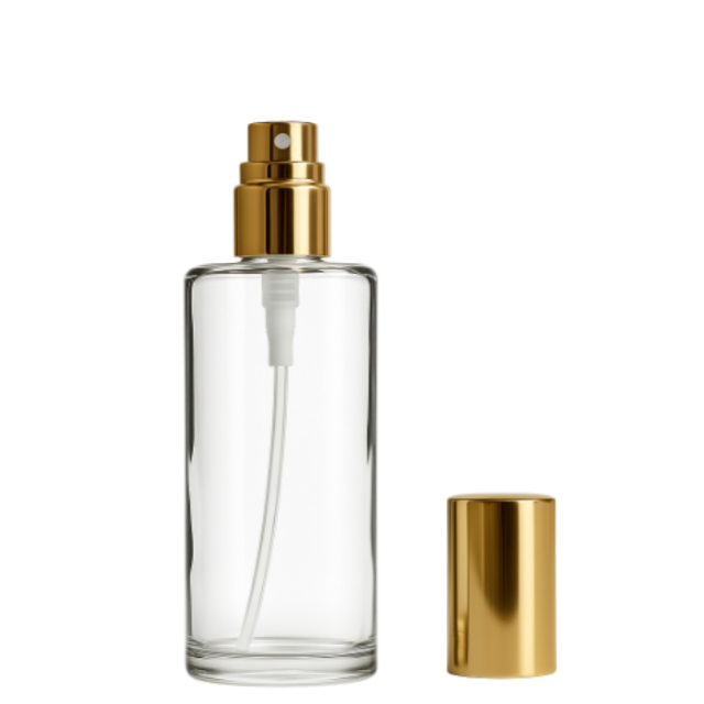 Frasco Luxo transparente com válvula spray dourada - 60 ml (unidade ou kit)