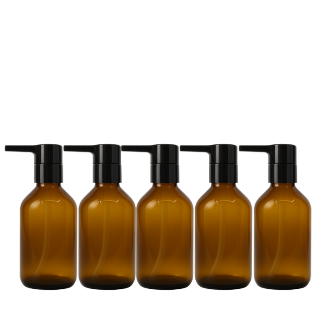 Frasco em vidro âmbar com válvula PUMP lisa - 100 ml