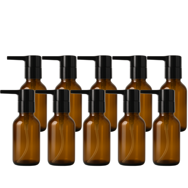 Frasco em vidro âmbar com válvula PUMP lisa - 60 ml