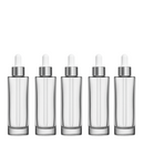Frasco transparente com conta-gotas branco prateado - 30 ml — embalagem profissional para aromaterapia