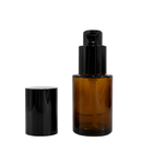 Frasco vidro âmbar ombro reto pump luxo preta 30 ml