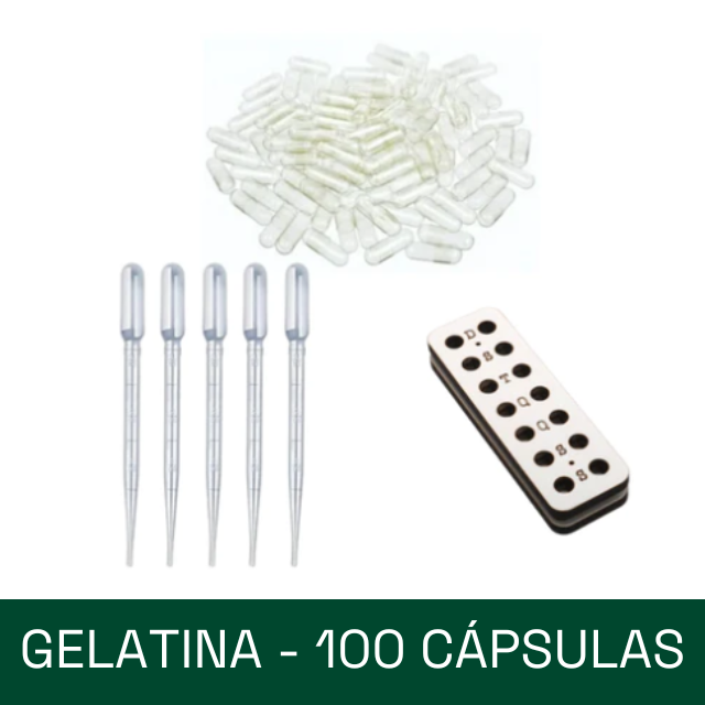 Kit -  Cápsulas + organizador + pipetas (100 ou 300 cápsulas de gelatina ou vegetal)