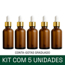 Frasco âmbar com conta-gotas dourado e bulbo branco R18 - 30 ml (unitário ou kit) - graduado