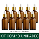 Frasco âmbar com conta-gotas dourado e bulbo branco R18 - 30 ml (unitário ou kit) - graduado
