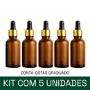 Frasco âmbar com conta-gotas dourado e bulbo preto R18 - 30 ml (unitário ou kit) - graduado