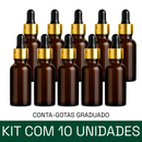Frasco âmbar com conta-gotas dourado e bulbo preto - 20 ml (unitário ou kit) - graduado