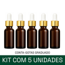 Frasco âmbar com conta-gotas dourado e bulbo branco - 20 ml (unitário ou kit) - graduado