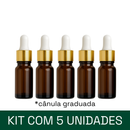 Frasco âmbar com conta-gotas dourado e bulbo branco R18 - 5 ml (unitário ou kit) - graduado