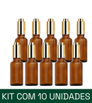 Frasco âmbar com conta-gotas dourado BOTÃO R18 - 30 ml (unitário ou kit)