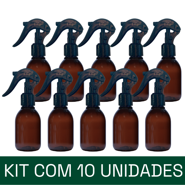 Frasco em PET âmbar com válvula Spray mini gatilho - 100 ml (kit ou unidade)