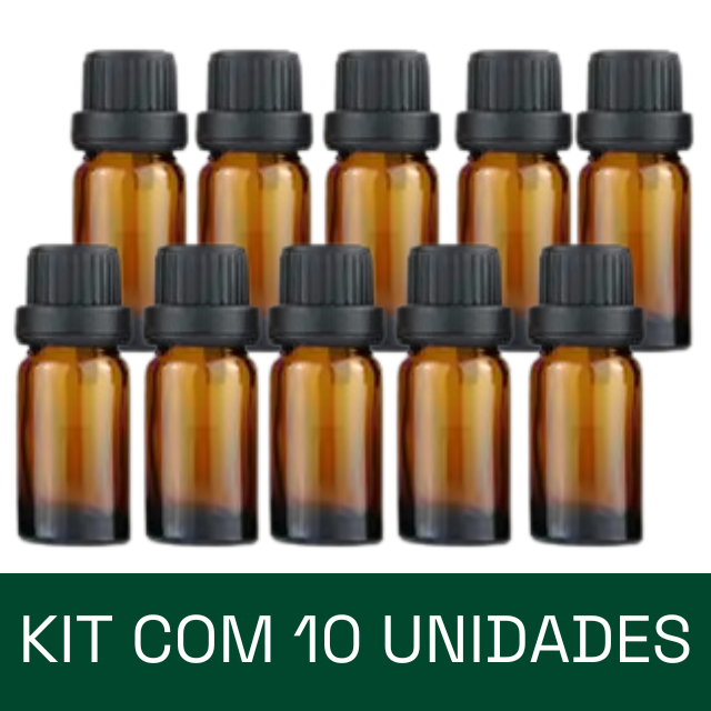 Frasco em vidro âmbar gotejador - 10 ml (unidade ou kit)