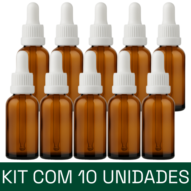 Frasco âmbar com conta-gotas PREMIUM GRADUADO - 30 ml (unitário ou kit)