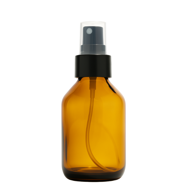 Frasco em vidro âmbar com válvula spray - 150 ml