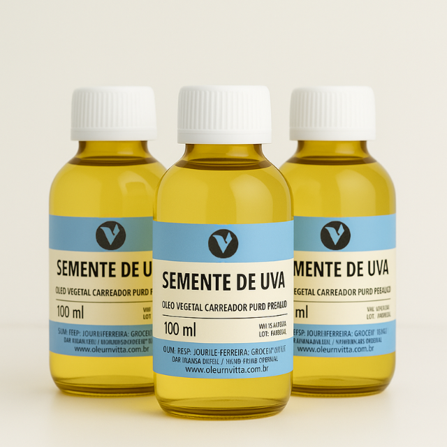 Óleo vegetal 100% puro - Semente de Uva - desodorizado - 100 ml (kit ou unidade)