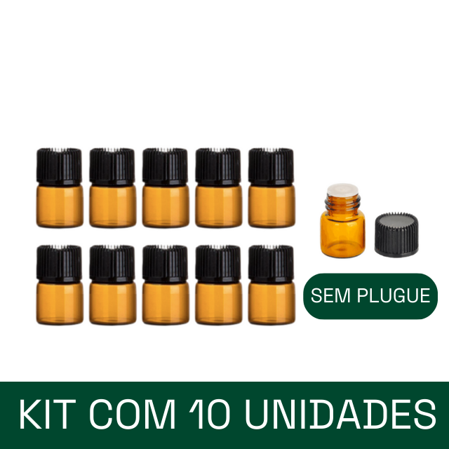 Frasco vidro âmbar MINI gotejador 1 ml (Com plugue ou sem plugue) - Kits