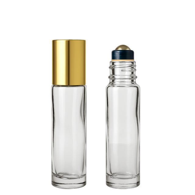 Frasco 10 ml rollon Premium cristal tampa dourada
