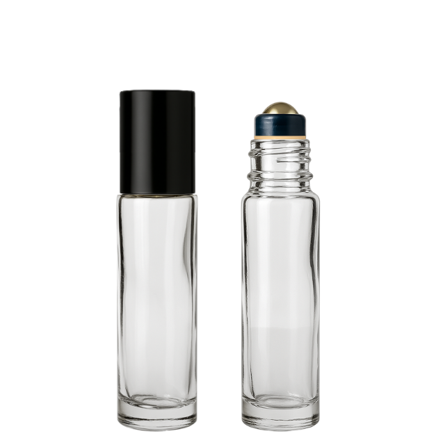 Frasco 10 ml rollon Premium cristal tampa preta