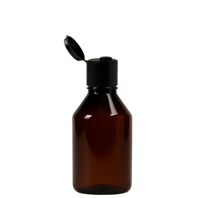 Frasco em PET âmbar com tampa FLIP TOP - 100 ml