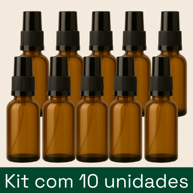 Frasco em vidro âmbar com válvula spray - 30 ml (unidade ou kit)