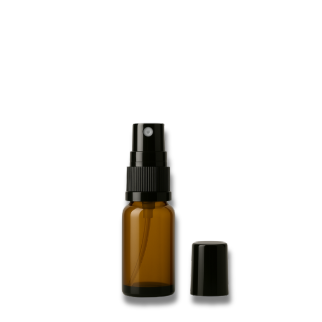 Frasco em vidro âmbar com válvula spray - 10 ml (unidade ou kit)