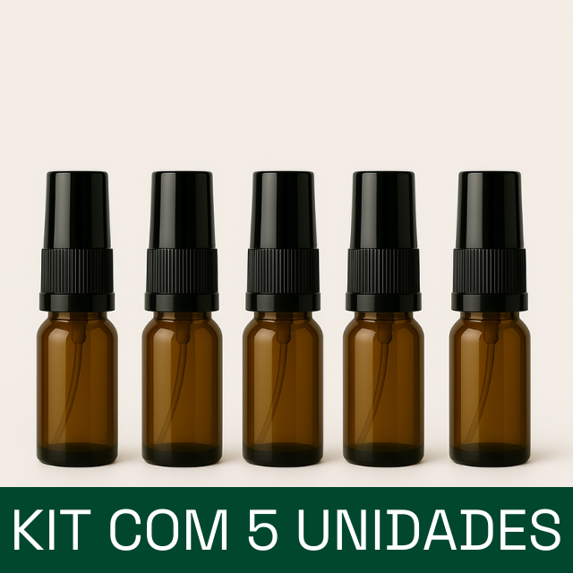 Frasco em vidro âmbar com válvula spray - 10 ml (unidade ou kit)