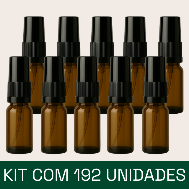 Frasco em vidro âmbar com válvula spray - 10 ml (unidade ou kit)