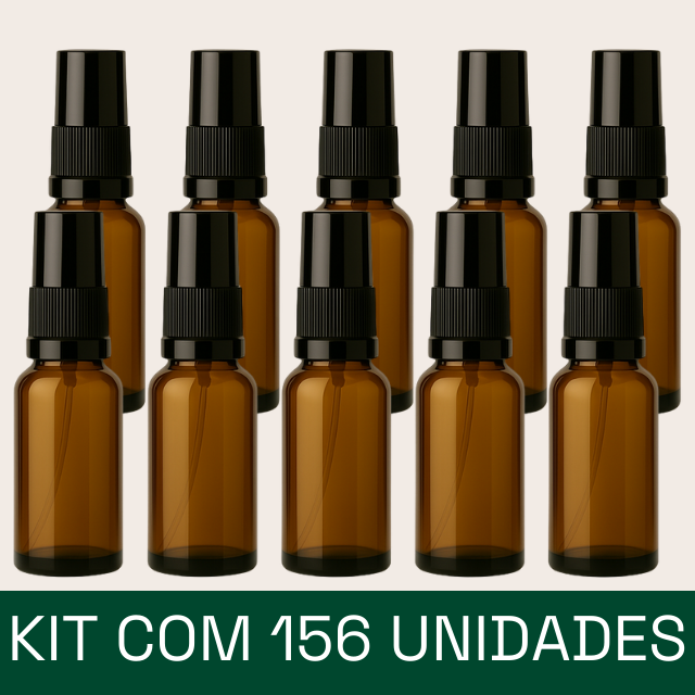 Frasco em vidro âmbar com válvula spray - 15 ml (unidade ou kit)