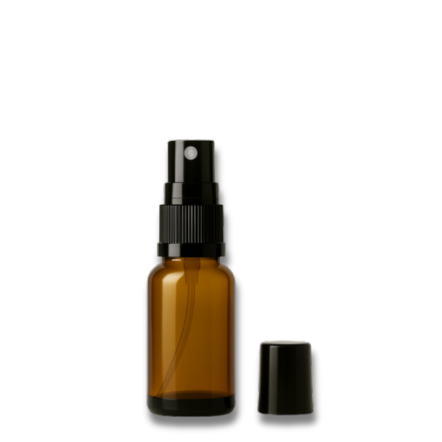 Frasco em vidro âmbar com válvula spray - 15 ml (unidade ou kit)