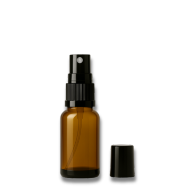 Frasco em vidro âmbar com válvula spray - 20 ml (unidade ou kit)