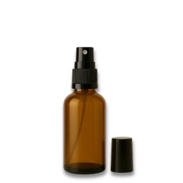Frasco em vidro âmbar com válvula spray - 30 ml (unidade ou kit)