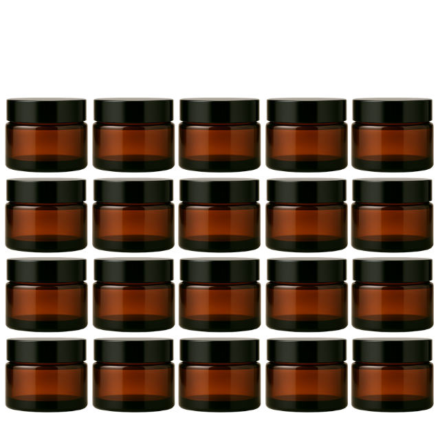 Frasco de vidro âmbar com tampa preta para cosmético - 30 gramas (kit ou unidade)