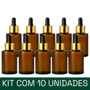 Frasco âmbar ombro RETO conta-gotas dourado e bulbo preto - 30 ml (unitário ou kit)