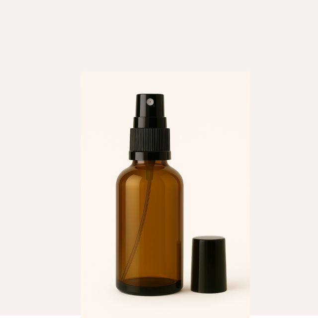Frasco em vidro âmbar com válvula spray - 30 ml (unidade ou kit)