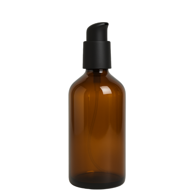 Frasco em vidro ambar com válvula pump PREMIUM - 200 ml