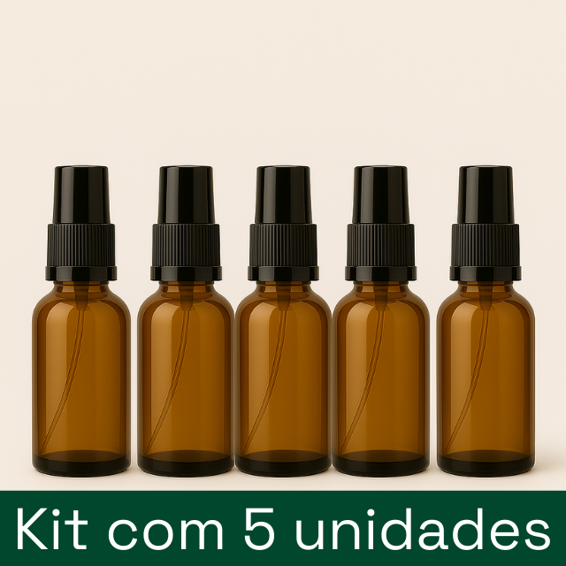Frasco em vidro âmbar com válvula spray - 30 ml (unidade ou kit)