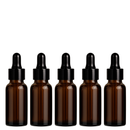 Frasco âmbar com conta-gotas tampa lisa preta - 20 ml (unitário ou kit)