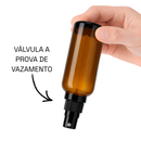 Frasco em vidro âmbar com válvula spray R18 - 50 ml para perfumes, fragrâncias e aromatizadores