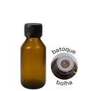 Frasco em vidro âmbar com tampa lacre e batoque bolha R24 - 60 ml