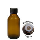 Frasco em vidro âmbar R24 com tampa lacre e batoque bolha - 100 ml