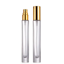 Frasco decant em vidro transparente luxo com válvula spray dourada - 10 ml para decants, amostras de perfume e fragrâncias
