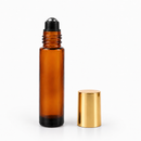 Frasco de vidro âmbar 10 ml rollon com tampa luxo dourada