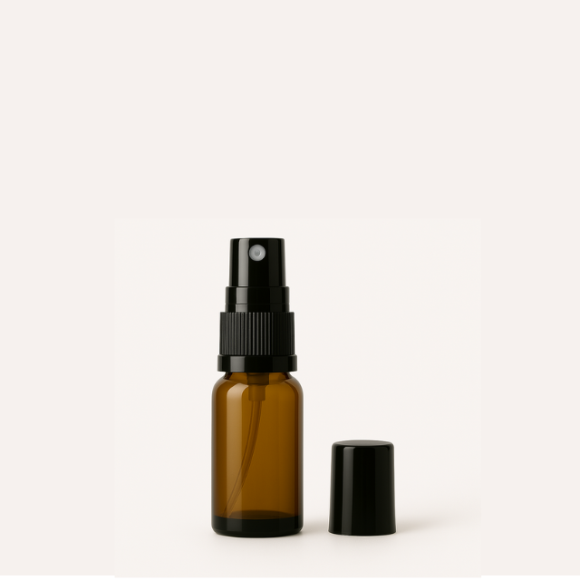 Frasco em vidro âmbar com válvula spray - 10 ml (unidade ou kit)