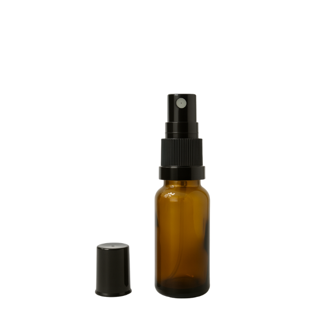 Frasco em vidro âmbar com válvula spray - 15 ml (unidade ou kit)